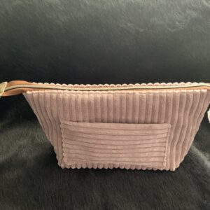 Rose Wide Ribbed Velvet Corduroy Pouch, Small
