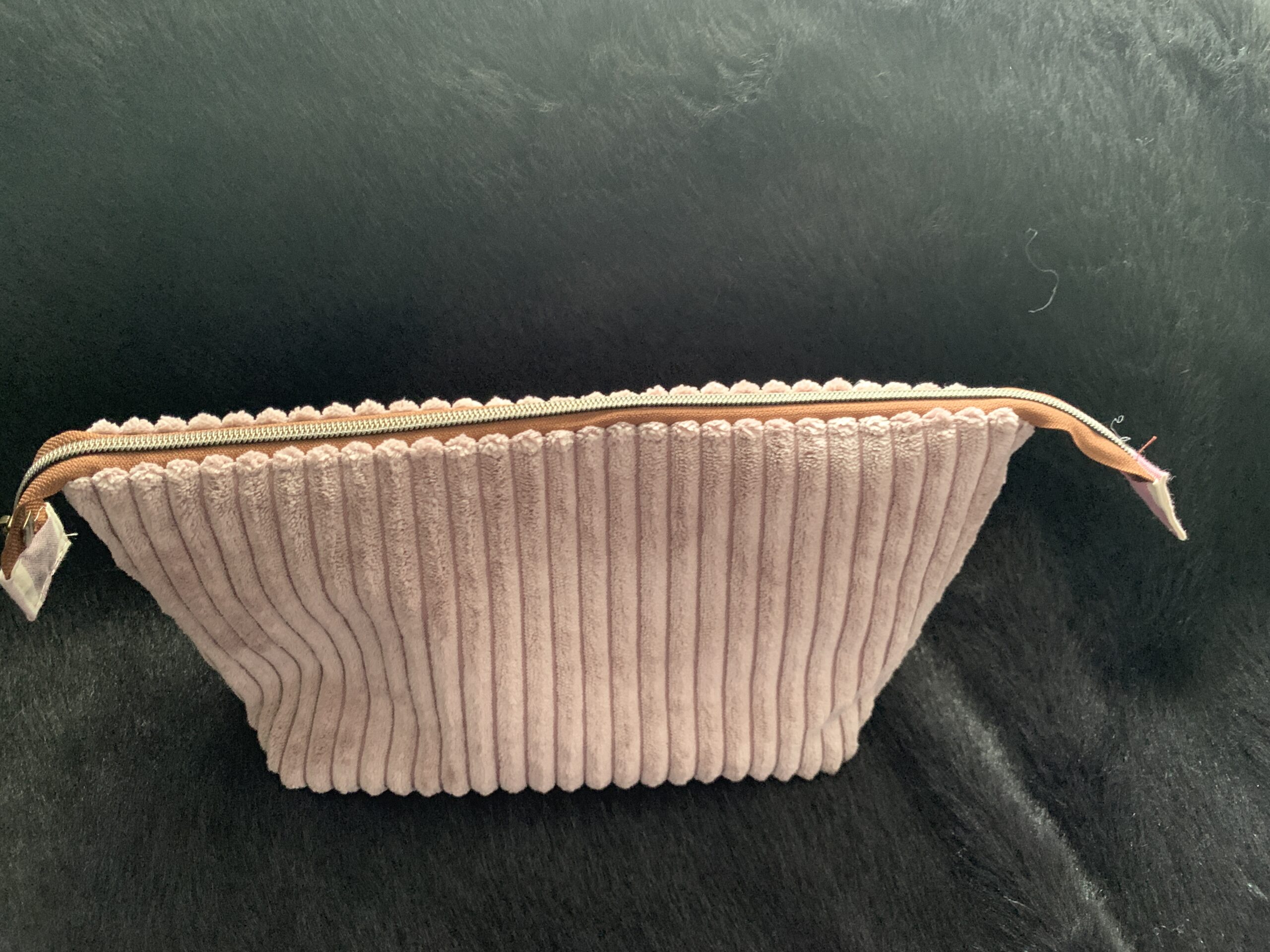 Rose Wide Ribbed Velvet Corduroy Pouch, Small