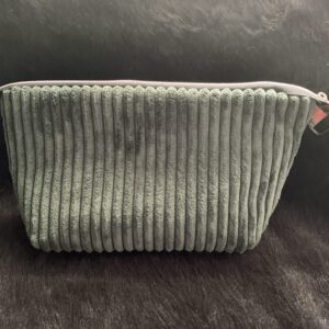 Dark Green Wide Ribbed Velvet Corduroy Pouch, Small