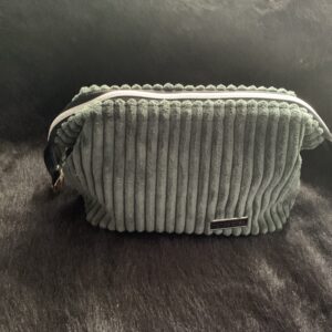 Dark Green Wide Ribbed Velvet Corduroy Pouch, Small