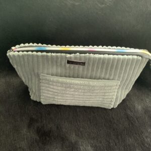 Sage Wide Ribbed Velvet Corduroy Pouch, Small