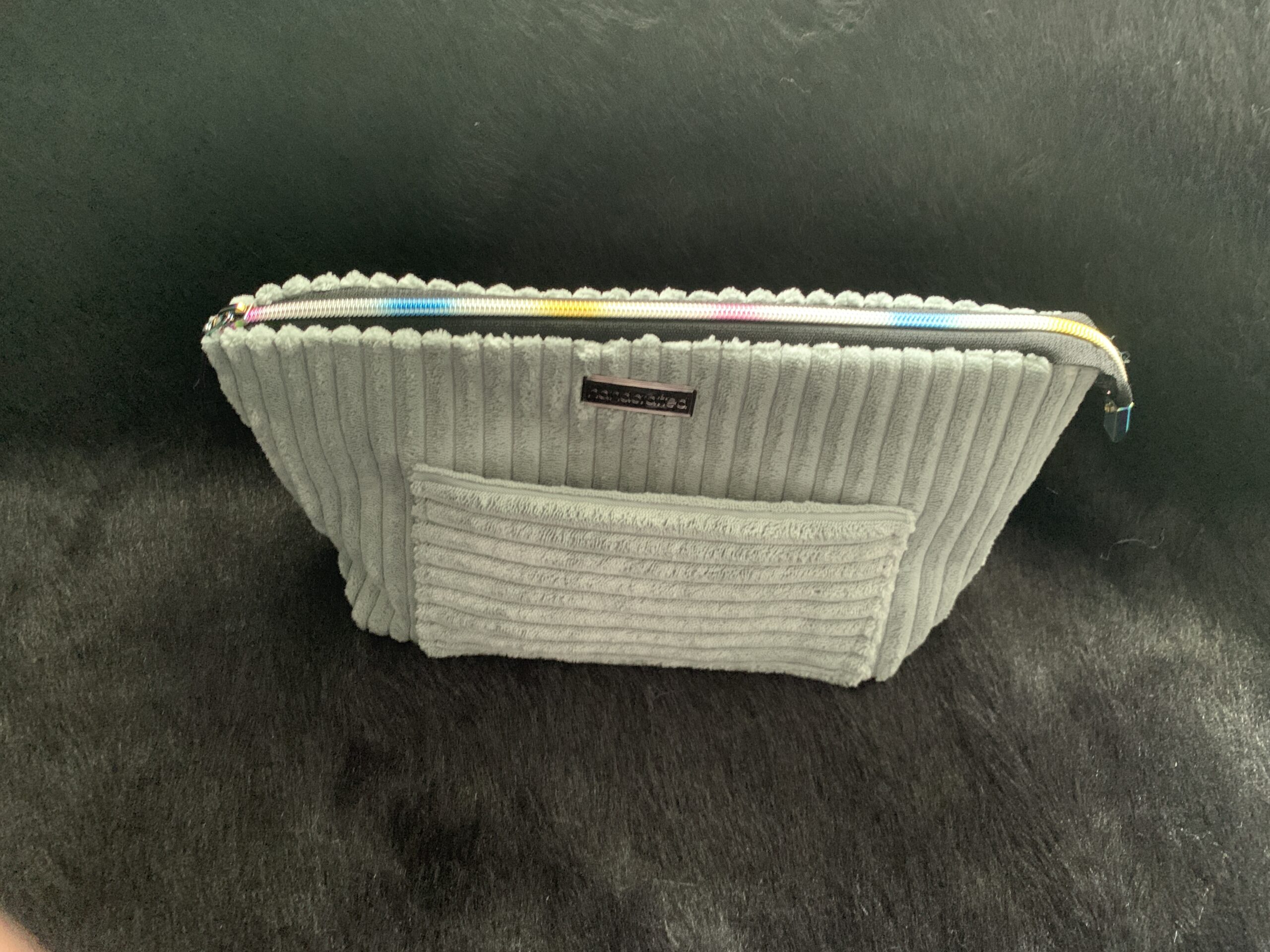 Sage Wide Ribbed Velvet Corduroy Pouch, Small