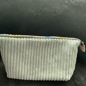 Sage Wide Ribbed Velvet Corduroy Pouch, Small