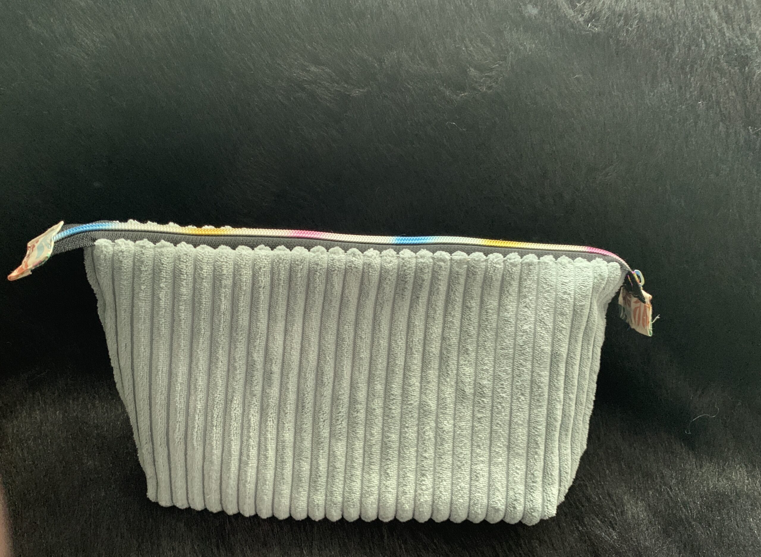Sage Wide Ribbed Velvet Corduroy Pouch, Small