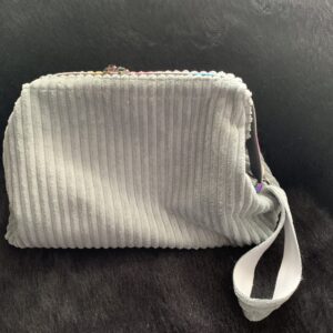 Sage Wide Ribbed Velvet Corduroy Pouch, Large