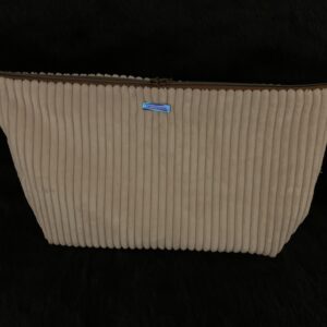 Ivory Wide Ribbed Velvet Corduroy Pouch, Large