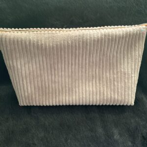 Rose Wide Ribbed Velvet Corduroy Pouch, Large
