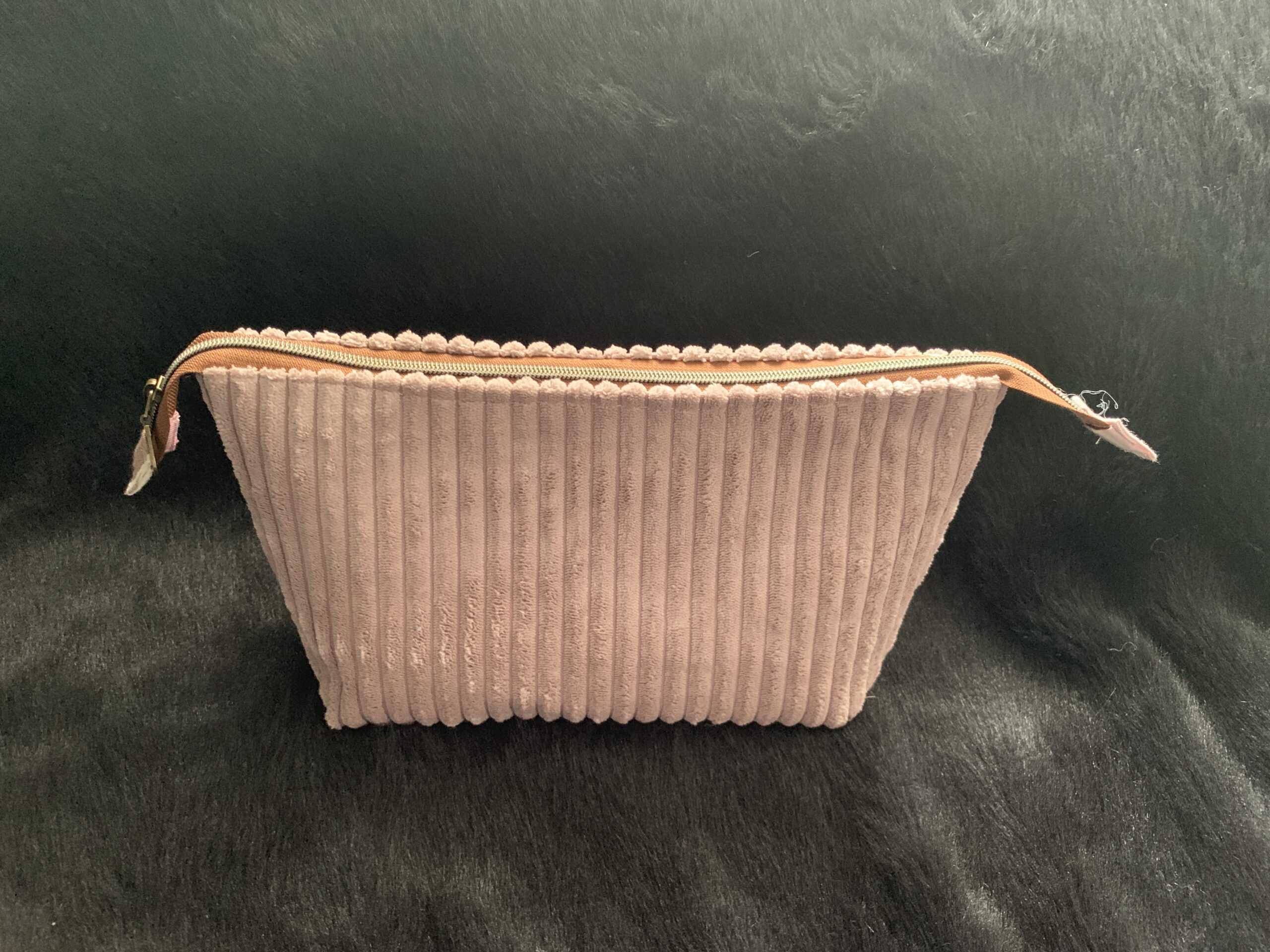 Rose Wide Ribbed Velvet Corduroy Pouch, Small