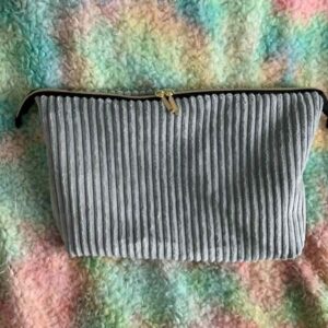 Sage Wide Ribbed Velvet Corduroy Pouch - Large