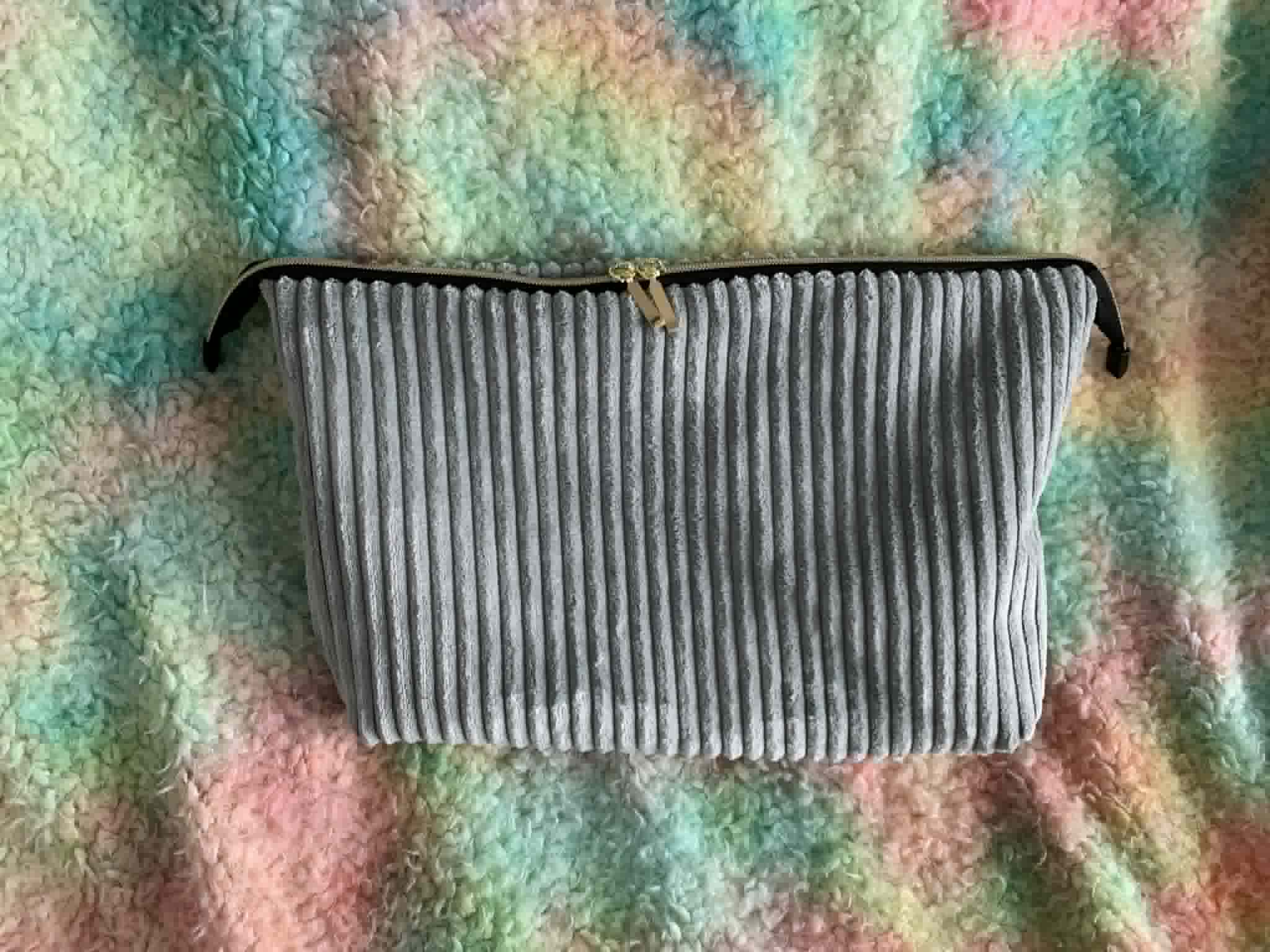 Sage Wide Ribbed Velvet Corduroy Pouch - Large